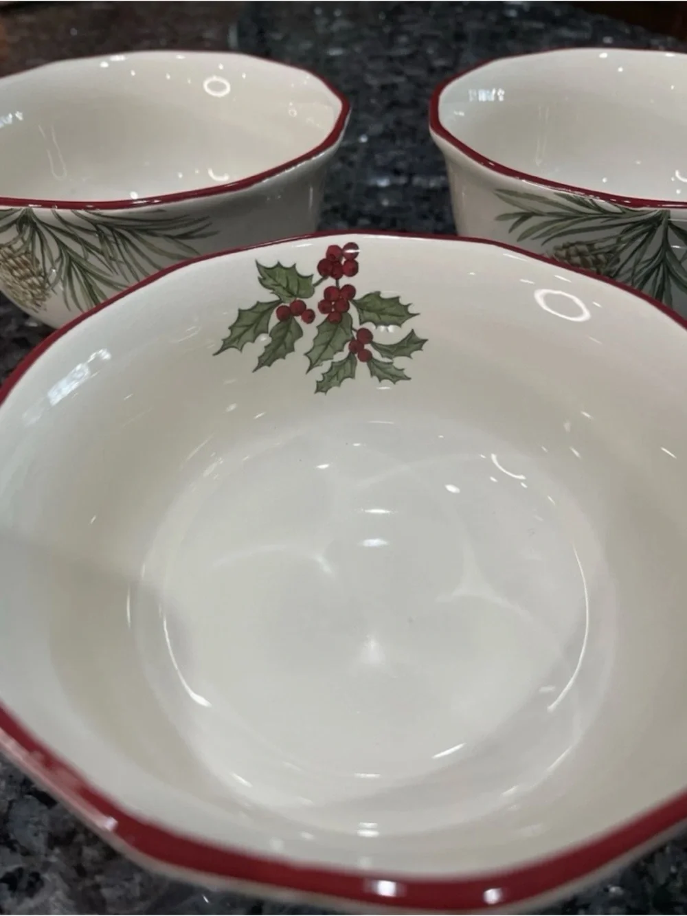 BH&G Christmas Bowls Heritage Collection Winter Forest Set of 3 5.75”